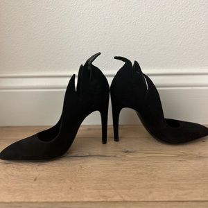 Bottega Veneta Black Suede Flame Runway Heels